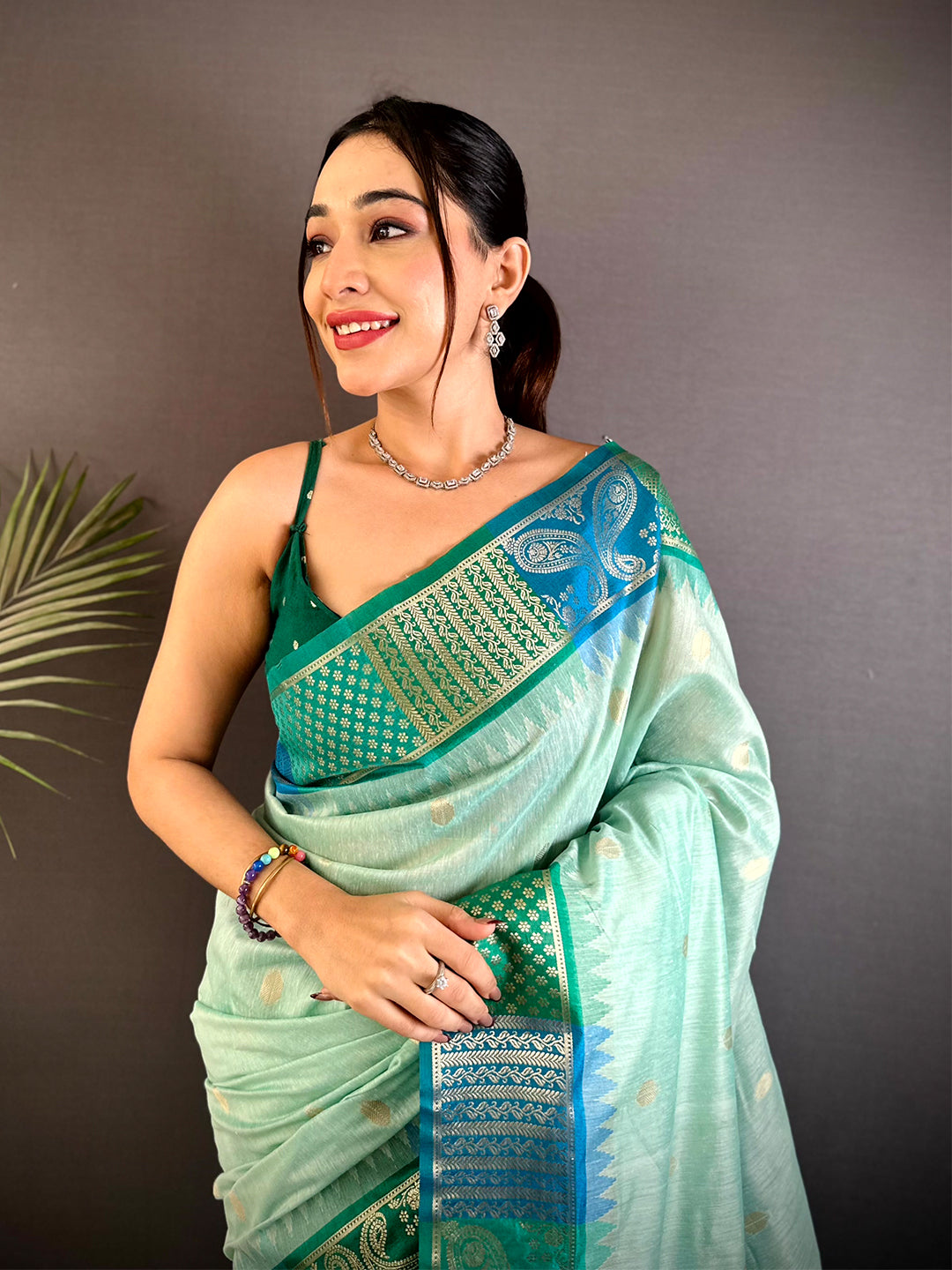 Mint Green Soft Mull Kanchi Pattu Saree
