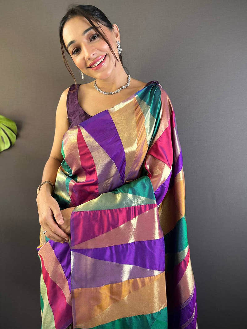Geometrical Design Kanjivaram Silk Saree