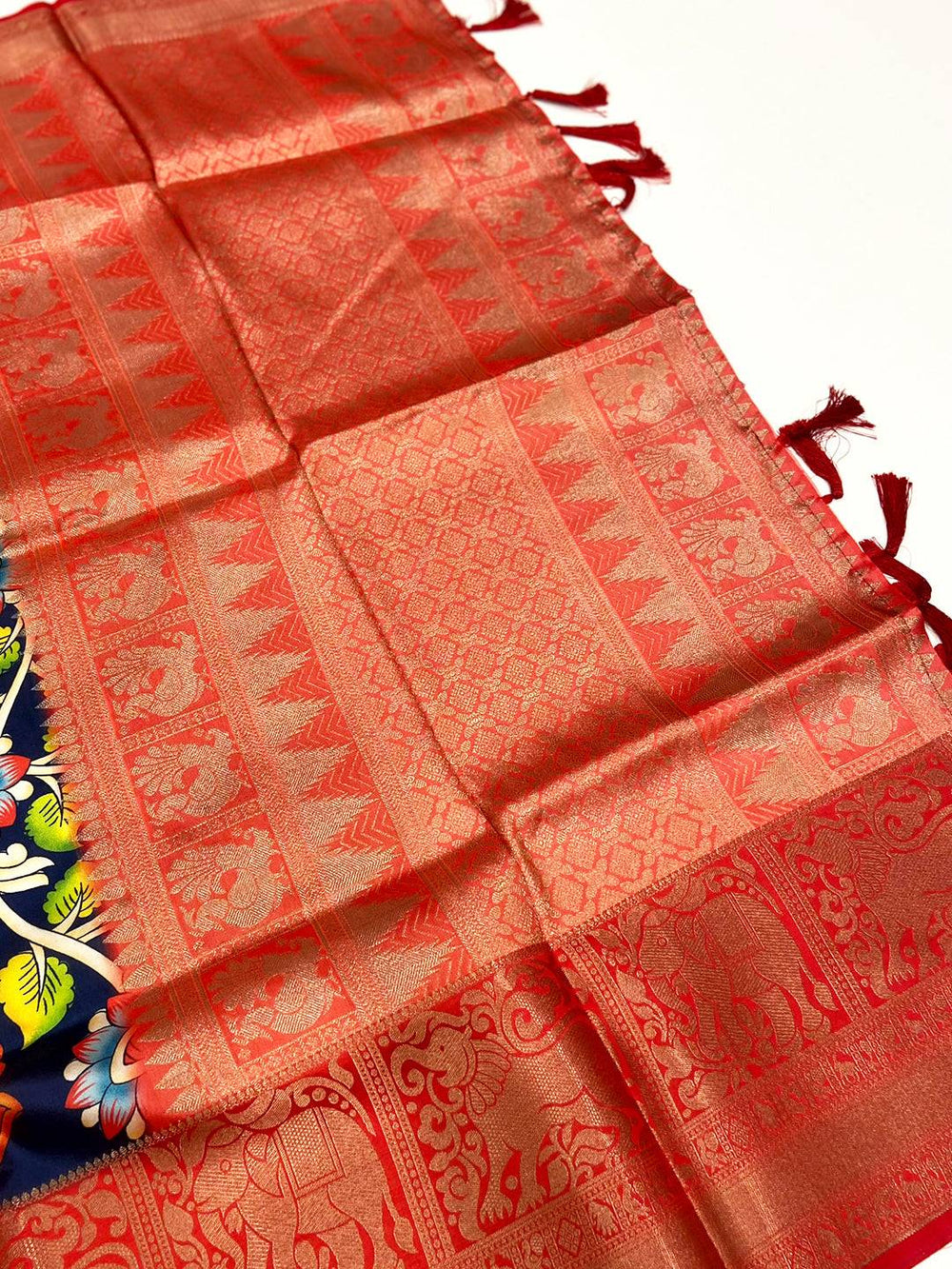 Regal Navy Kalamkari Digital Prints Saree