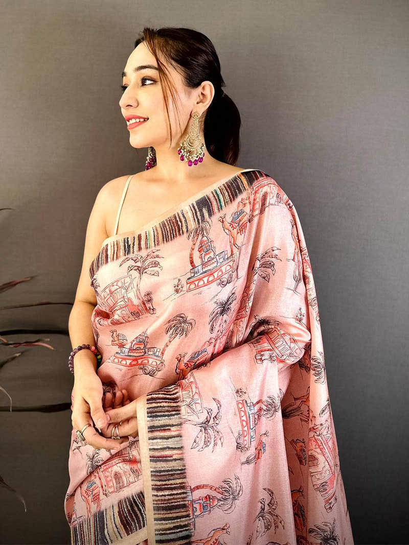 Heritage Tussar Block Print Saree