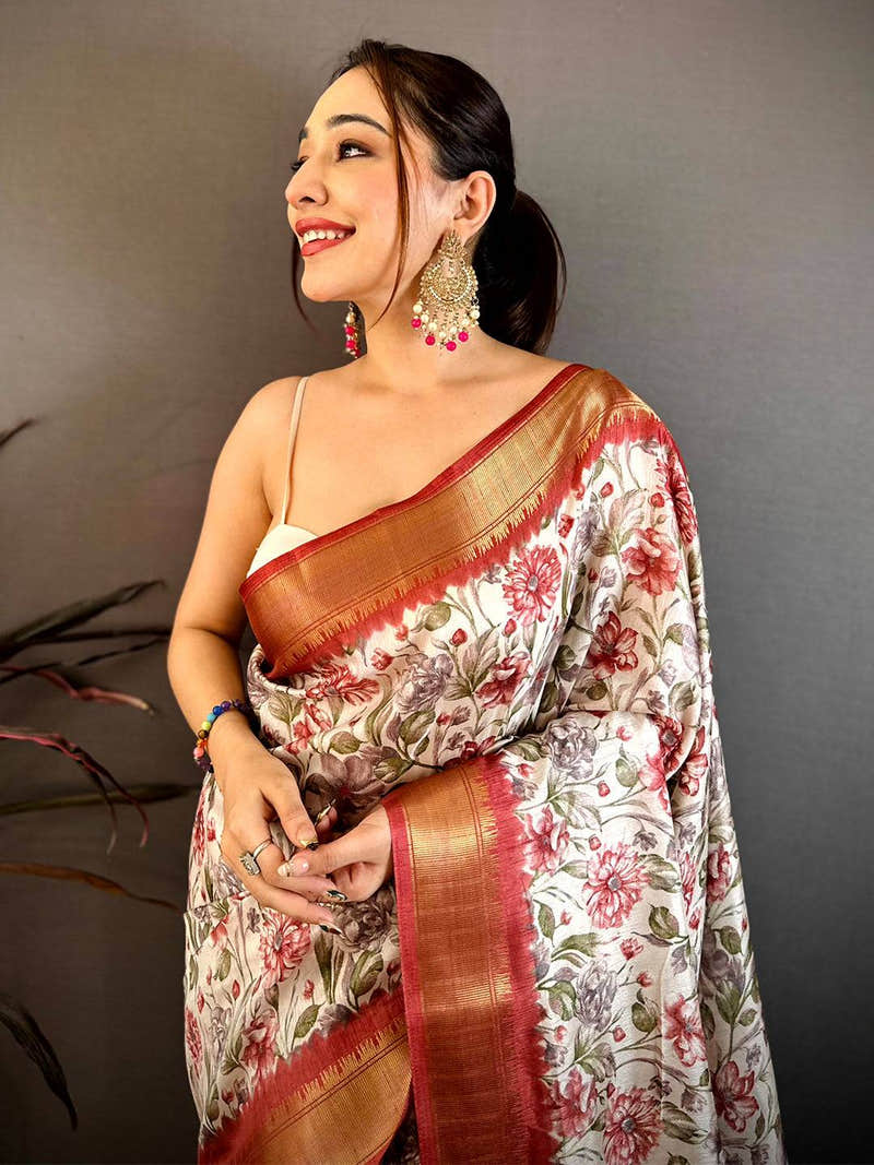Red Floral Beauty Designer Saree