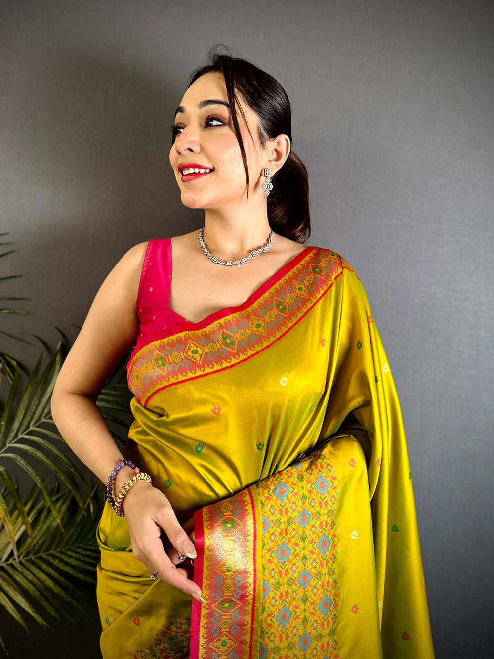 Green Double Ikat Soft Silk Saree