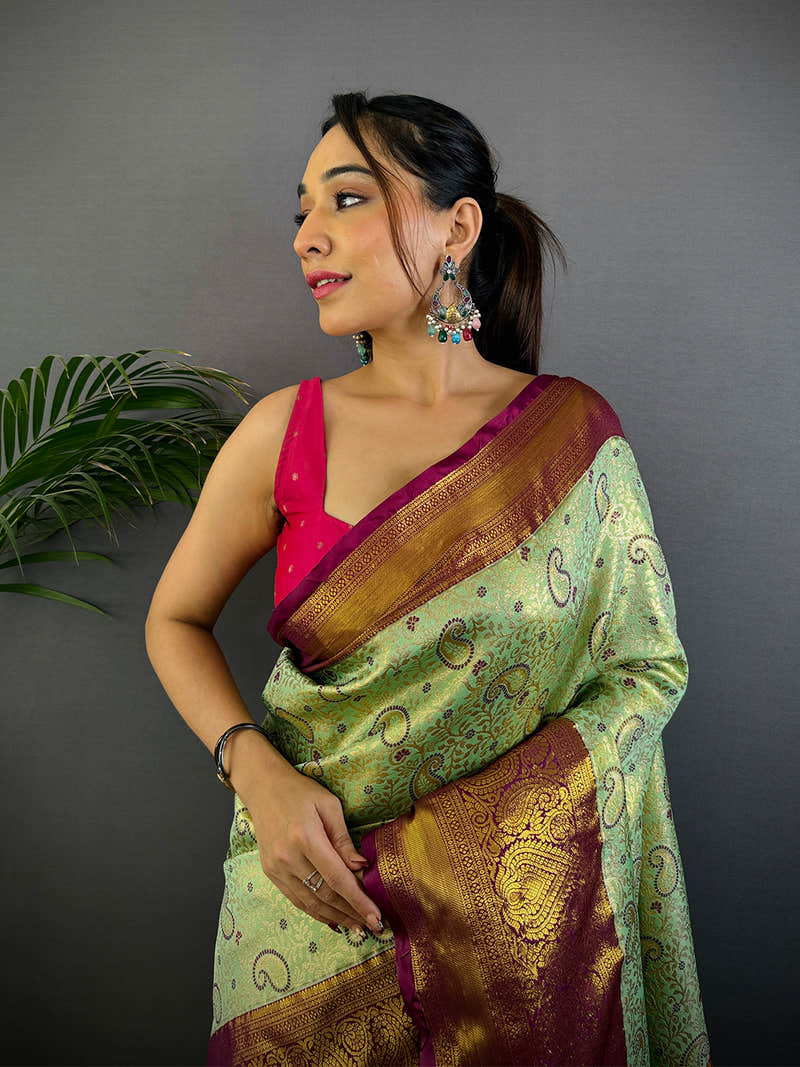 Light Green Dharmavaram Silk Saree