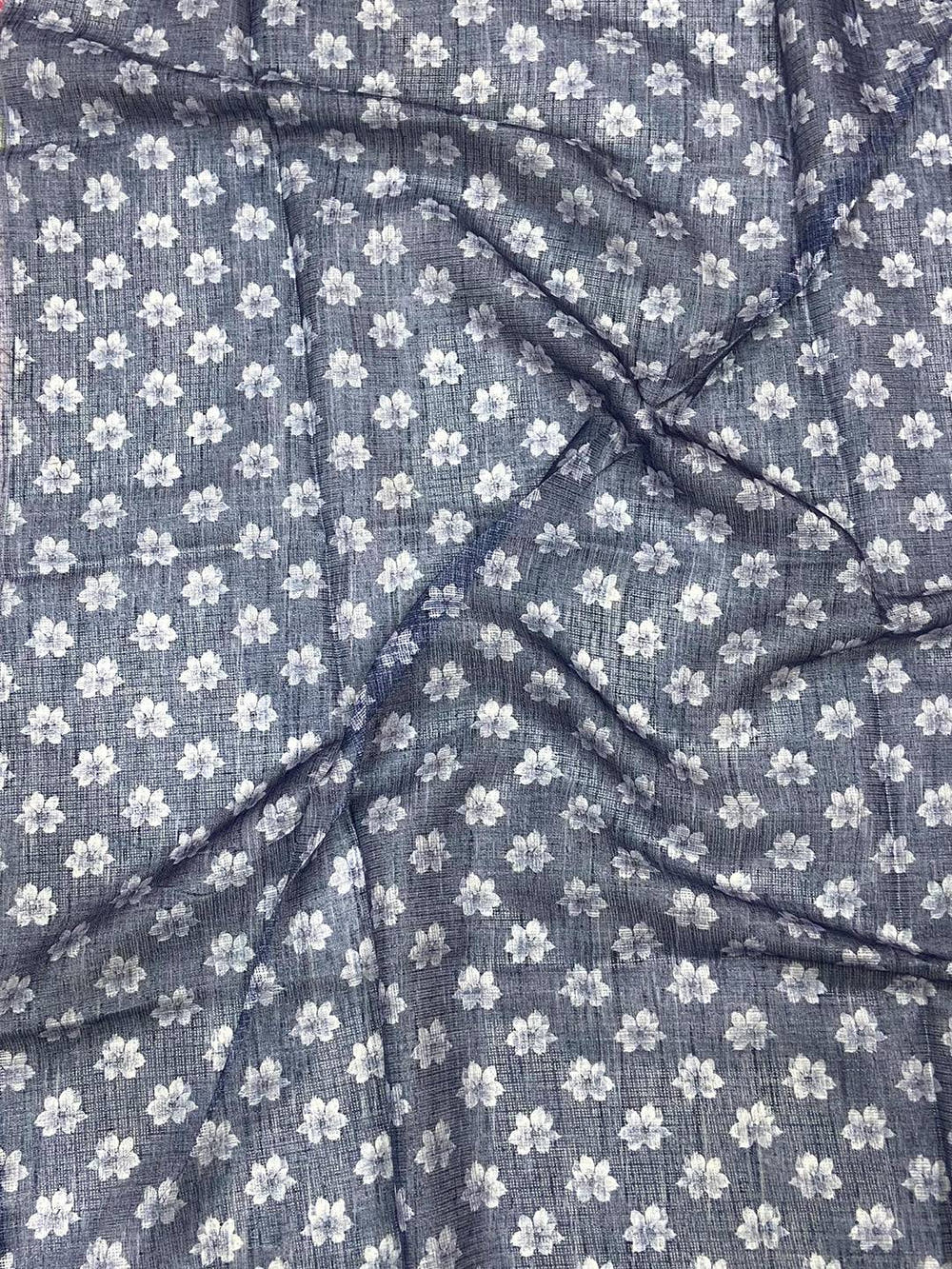 Dusty Lavender Floral Cut Work Kota Saree