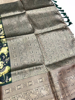 Olive Digital Kalamkari Banarasi Saree