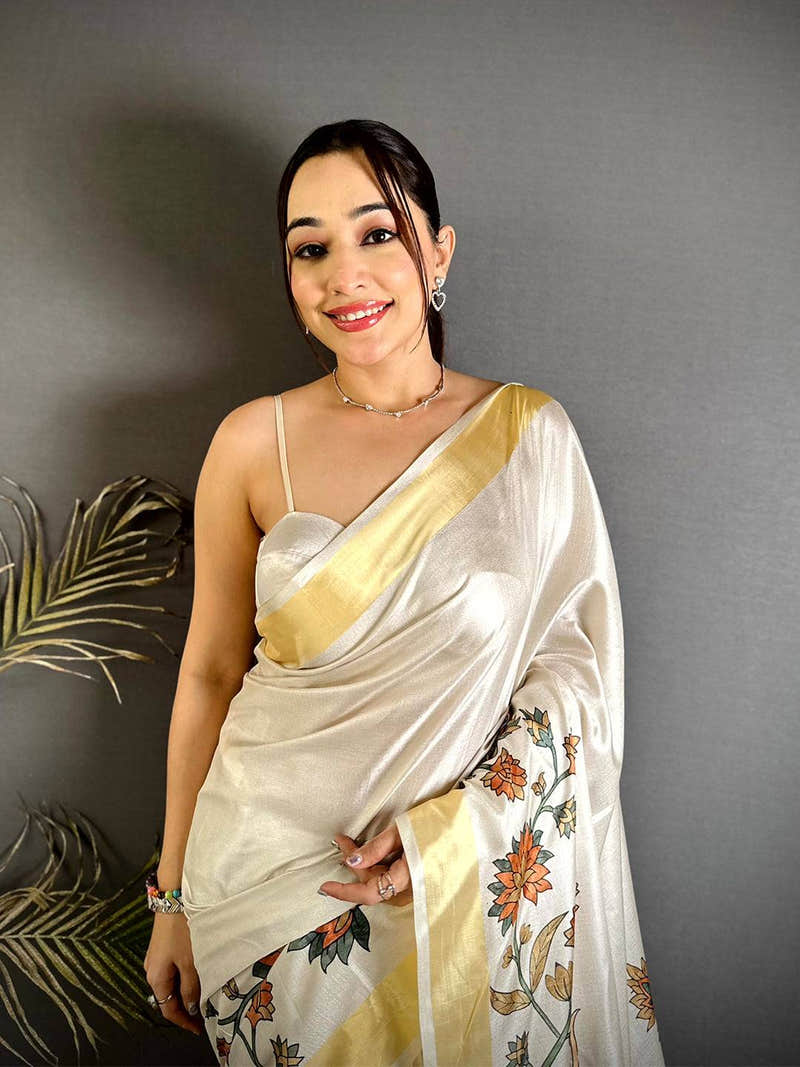 Elegant Pen Kalamkari Khadi Silk Saree