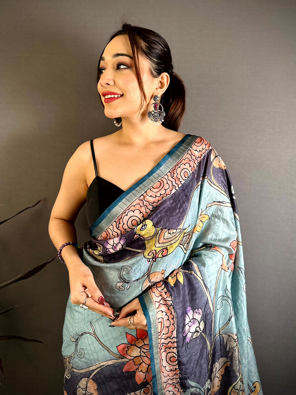 Classic Tussar Kalamkari Art Saree