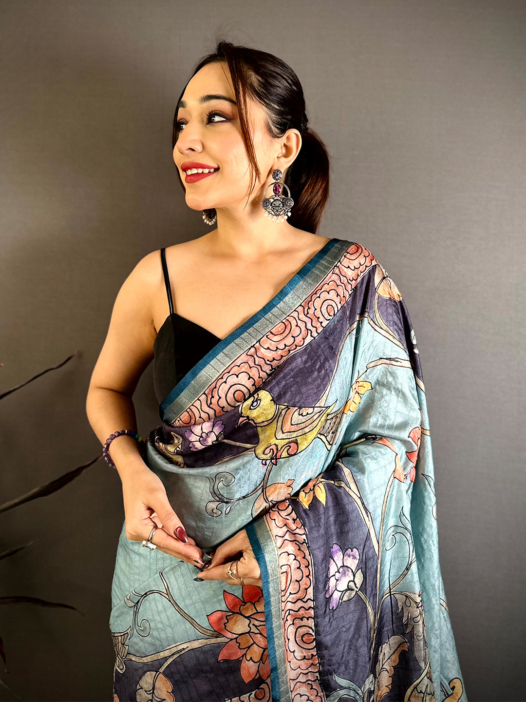 Classic Tussar Kalamkari Art Saree