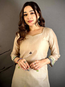 Classic Taupe Floral Cotton Dress