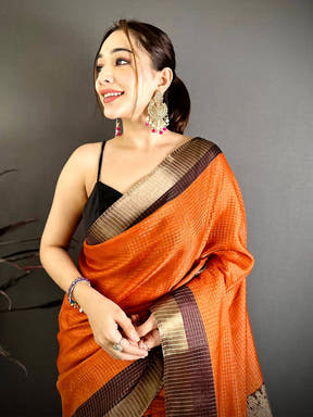 Royal Dusty Tone Tussar Zari Chex Saree