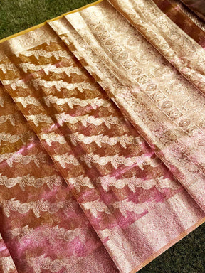 Rust Radiant Dual Tone Tissue Silk Saree