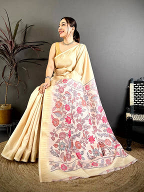 Royal Yellow Kalamkari Pallu Saree
