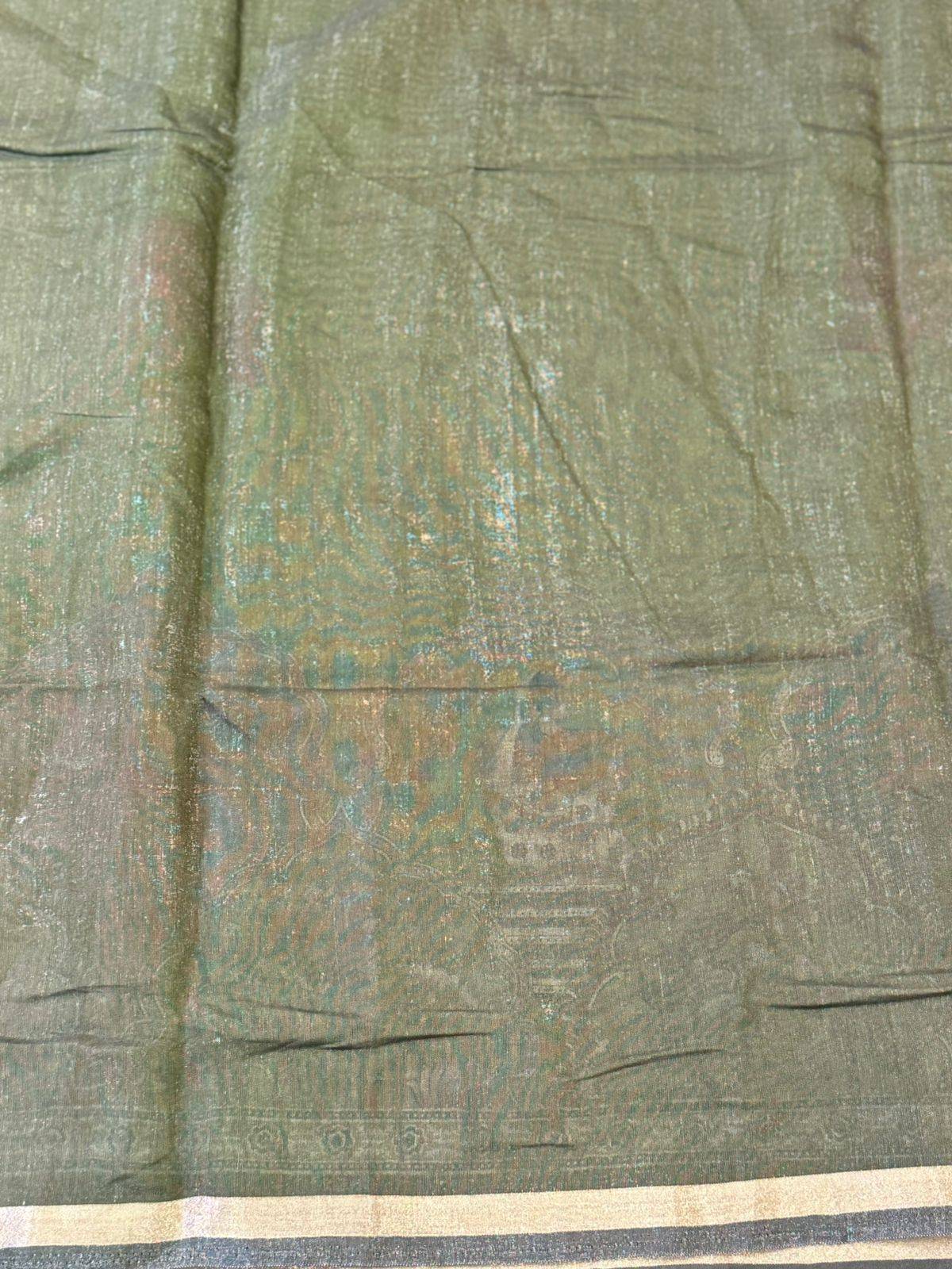 Green Mul Kalamkari Printed Saree