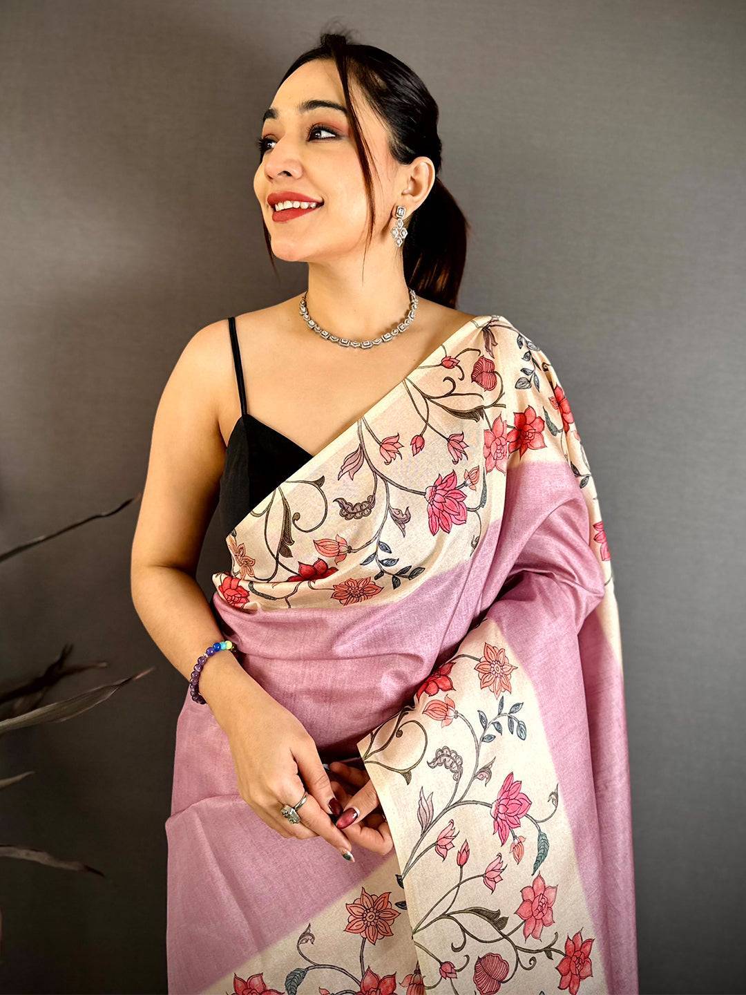 Radiant Floral Border Tussar Saree