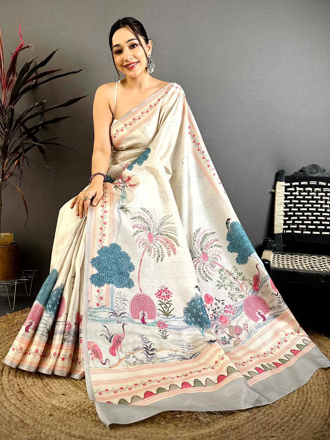 Heritage Pichwai Peacock Tussar Saree