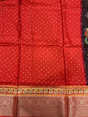 Brown Dola Silk Bandhej Saree