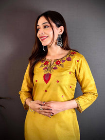 Manipuri Ari Work Round Neck Kurti
