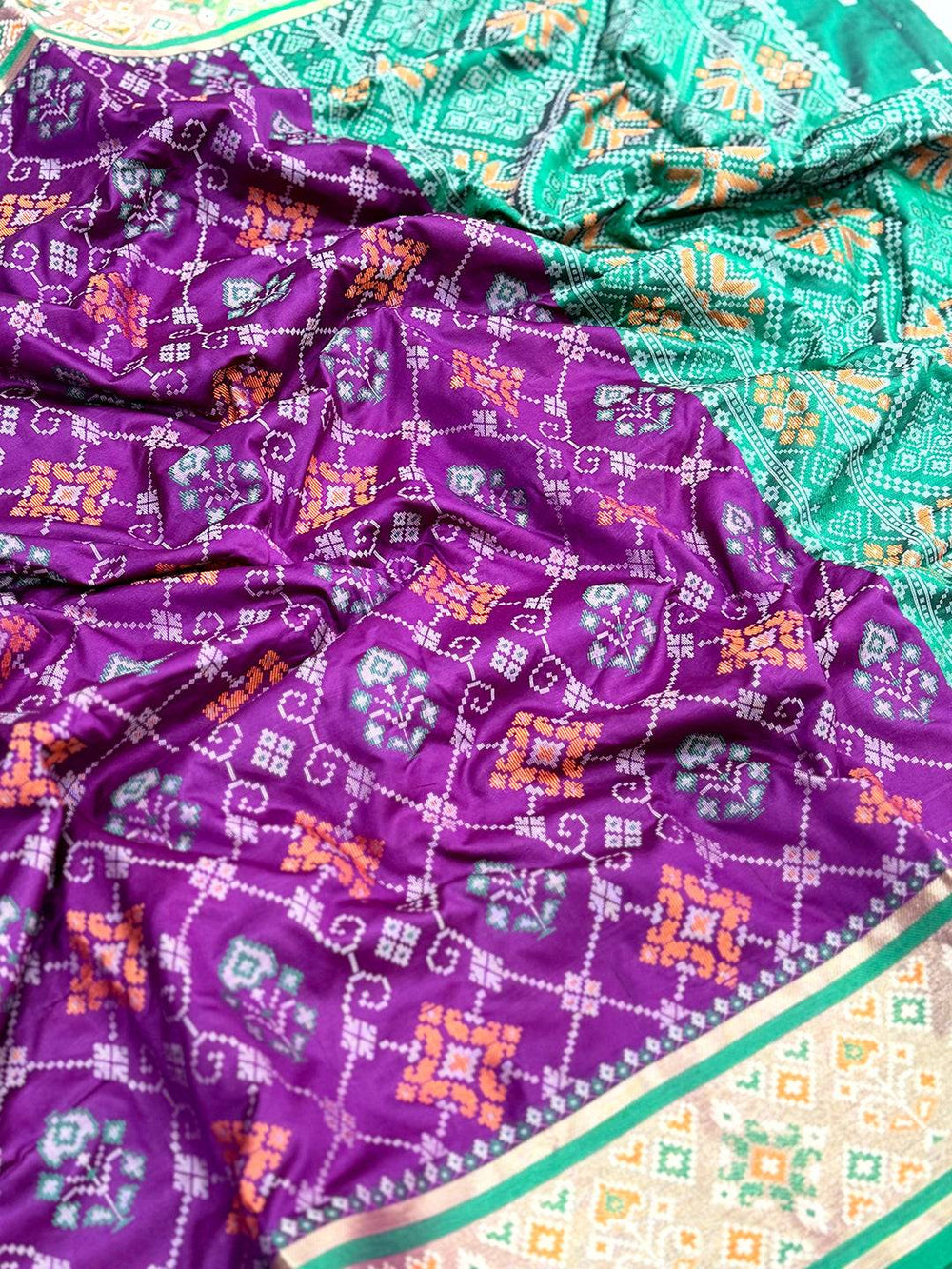 Wine Pochampally Patola Soft Silk Saree