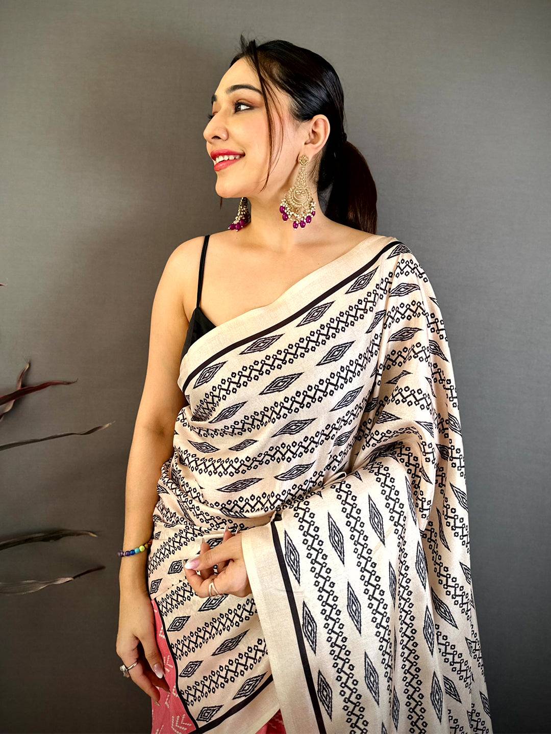 Opulent Ikkat Print Tussar Saree