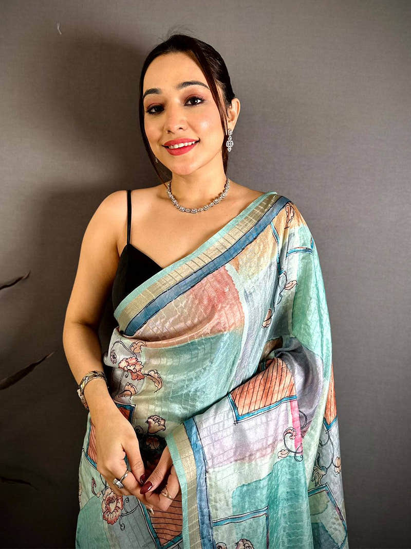 Classic Ghicha Weave Kalamkari Saree
