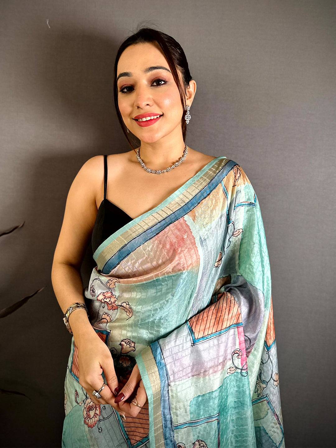 Classic Ghicha Weave Kalamkari Saree