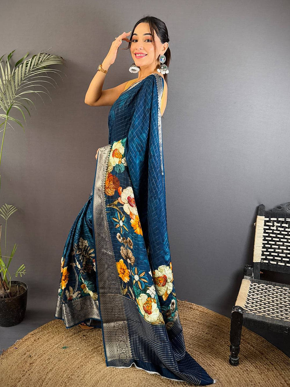 Elegant Navy Blue Kanchi Pattu Saree