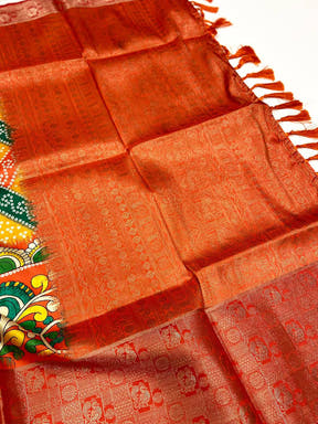 Multi Bandhej Printed Banarasi Saree