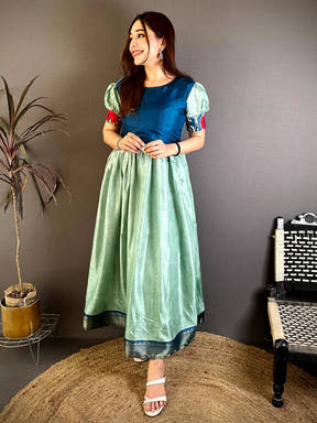 Vibrant Round Neck Dola Silk Kurti