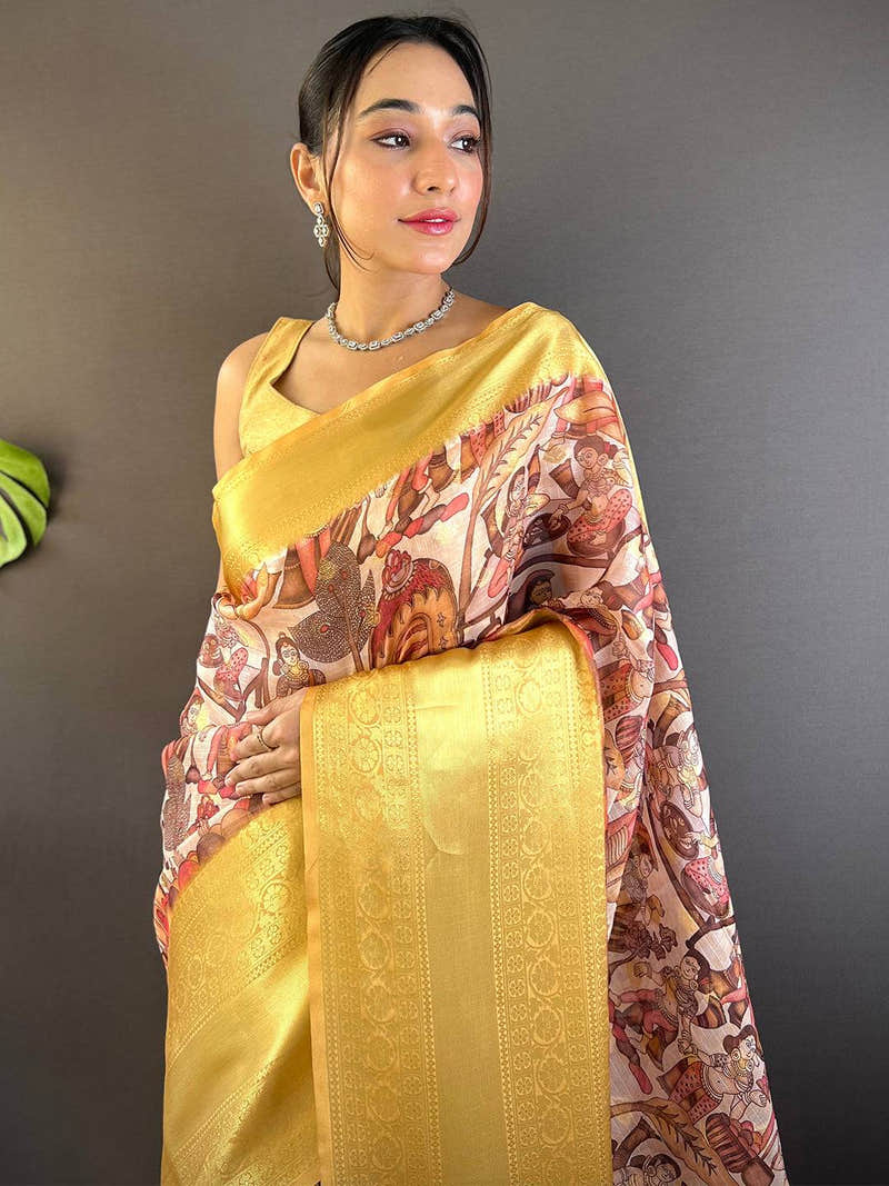 Golden Bloom Kota Doriya Saree