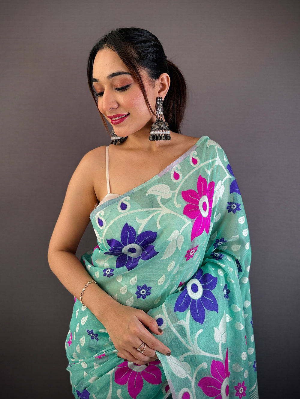 Royal Dhakai Jamdani Cotton Silk Saree