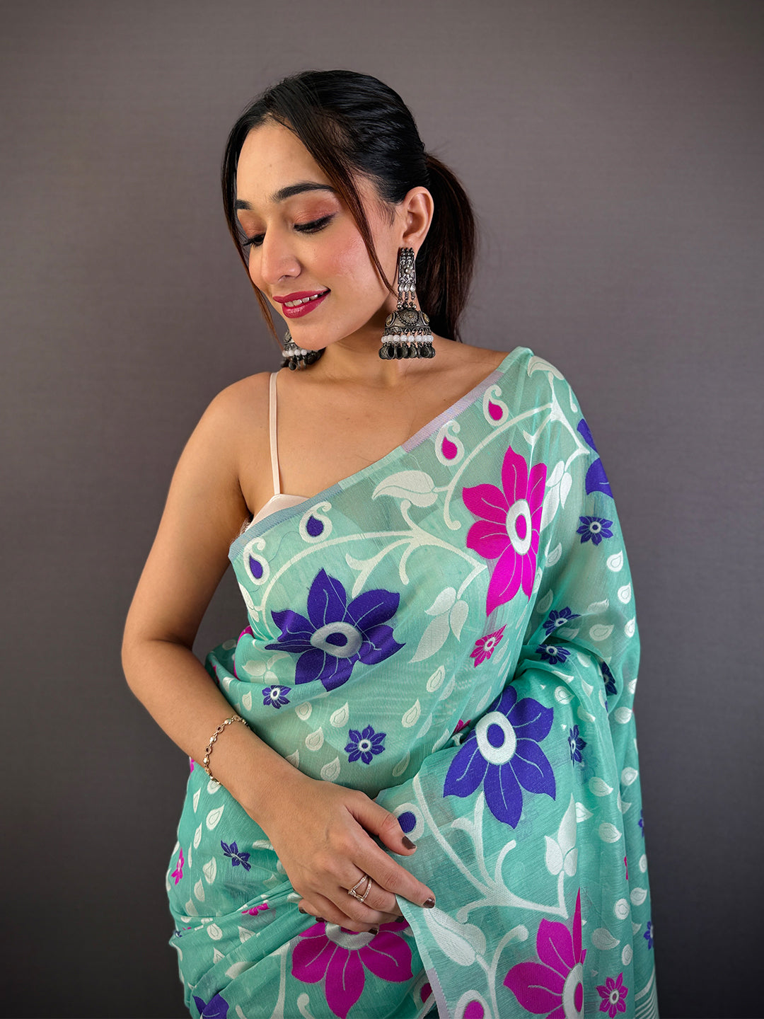 Royal Dhakai Jamdani Cotton Silk Saree