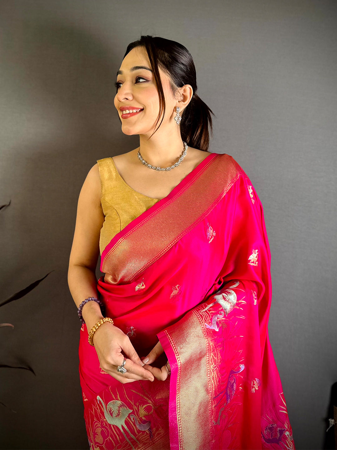 Royal Minakari Satin Silk Saree