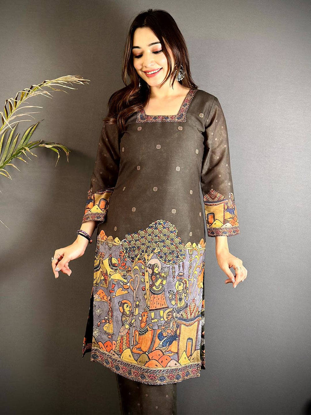 Kalamkari Square Neck Mul Kurti


