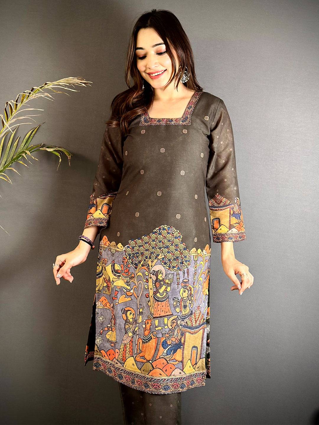 Kalamkari Square Neck Mul Kurti



