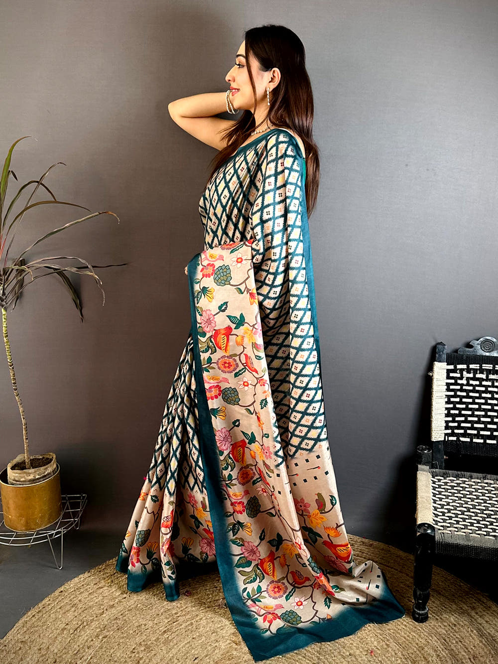 Radiance Tussar Geometric Pattern Saree