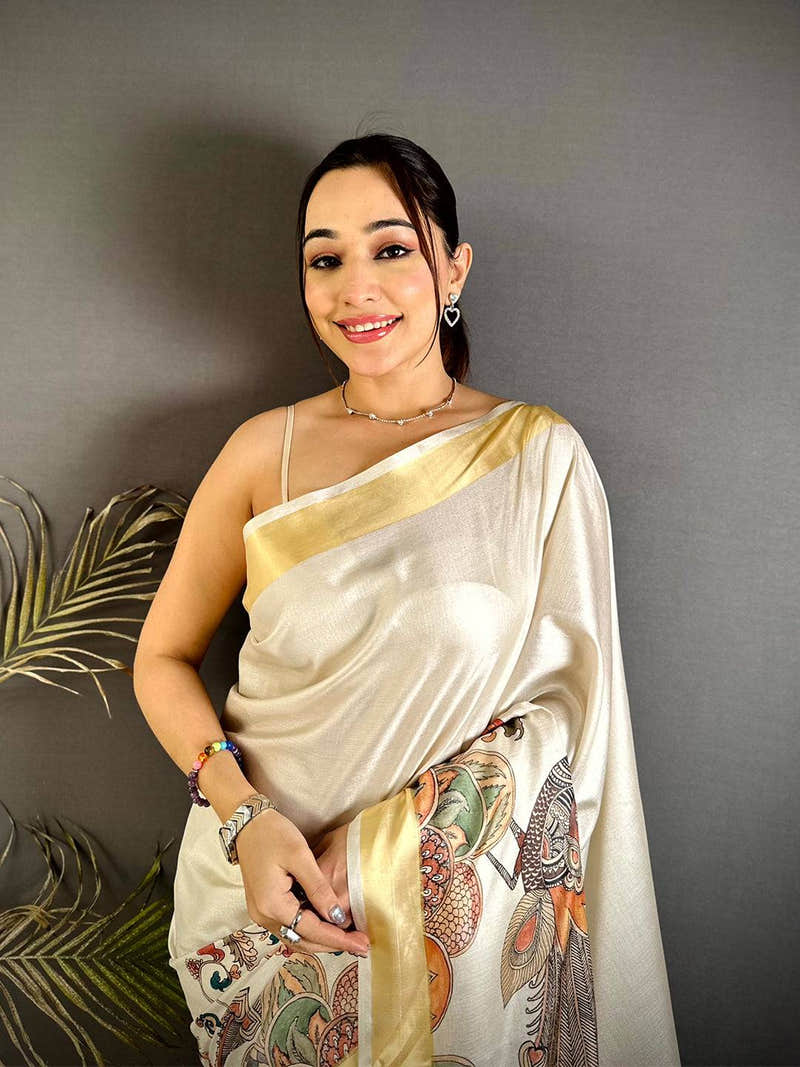 Classic Pen Kalamkari Khadi Silk Saree