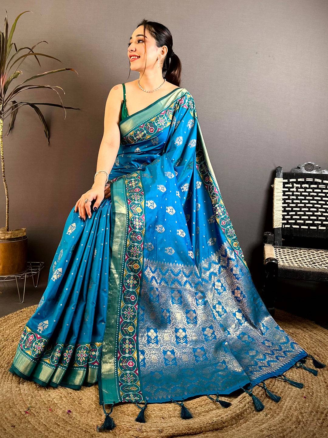 Radiant Gold Zari Double Tone Pattu Saree