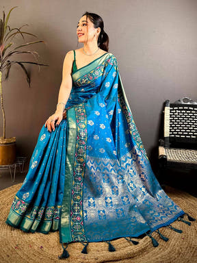 Radiant Gold Zari Double Tone Pattu Saree