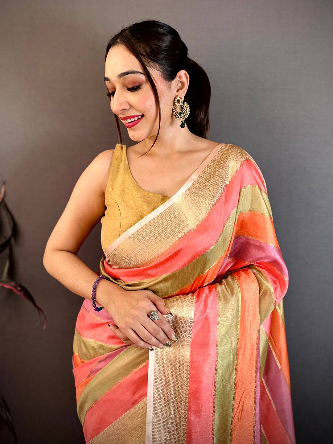 Classic Tussar Rainbow Digital Print Saree