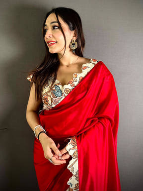 Royal Printed Silk Cutwork Border Saree