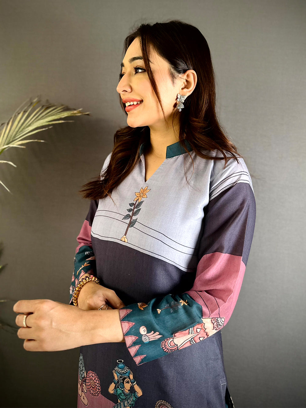 Collar Neck Kalamkari Art Kurti