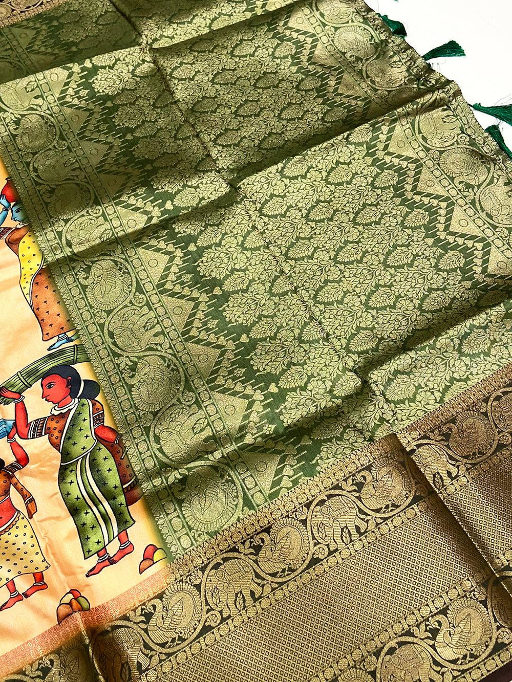 Peach Banarasi Silk Kalamkari Saree