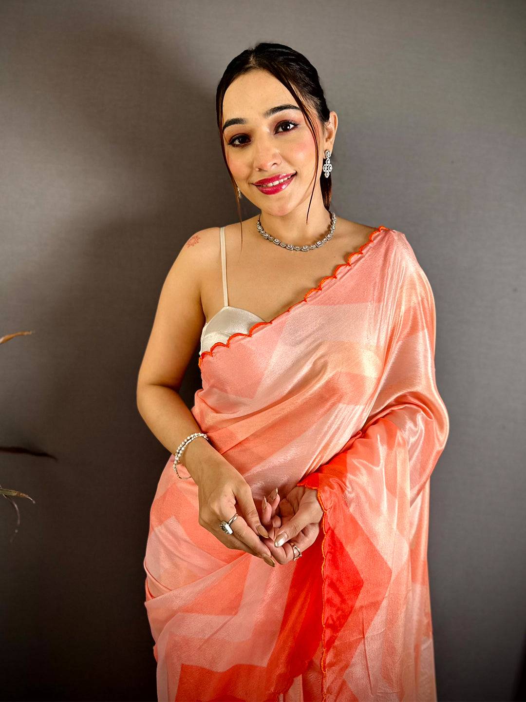 Heritage Ombre Zigzag Chinnon Chiffon Saree