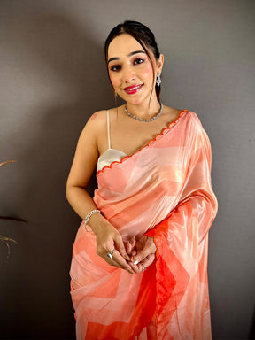 Heritage Ombre Zigzag Chinnon Chiffon Saree
