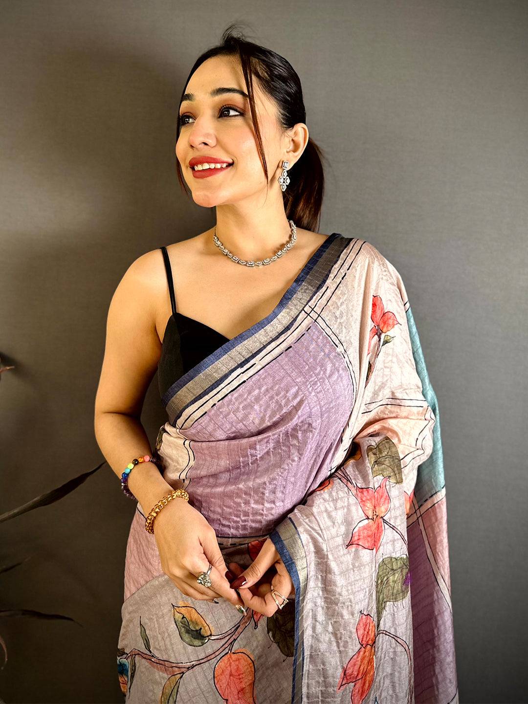 Opulent Digital Kalamkari Tussar Saree