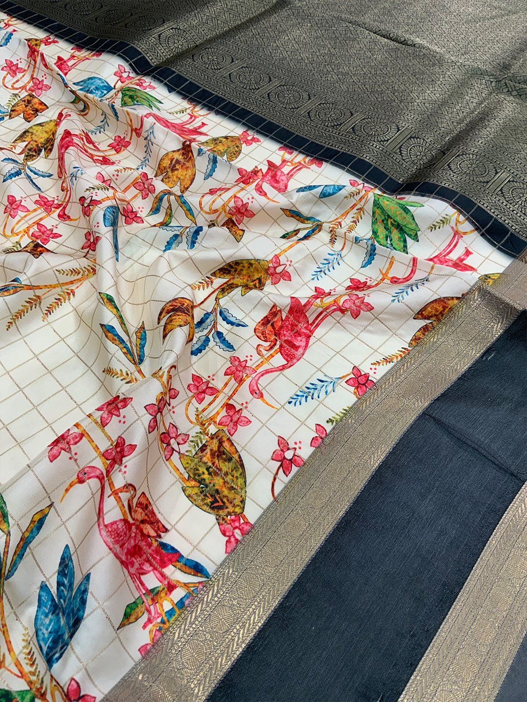 Regal Kalamkari Satin Bentex Gadwal Saree