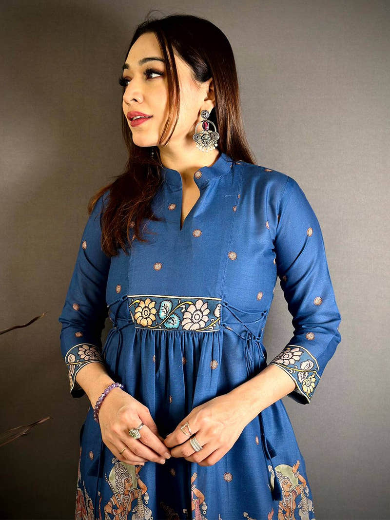 Royal Kalamkari Collar Style Kurti