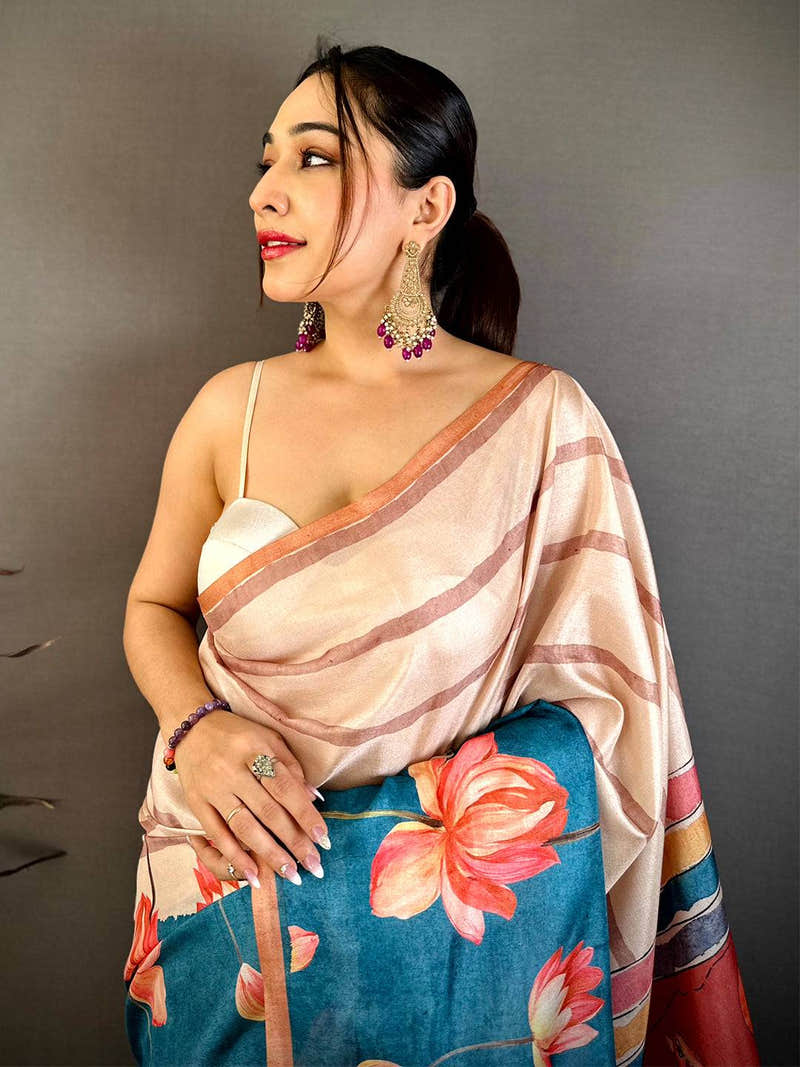 Vibrant Kalamkari Art Tussar Saree