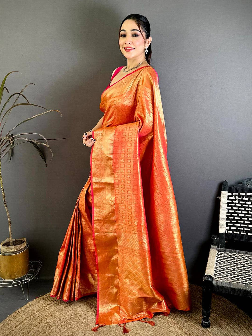 Heritage Kanjivaram Self Gold Zari Weave Saree