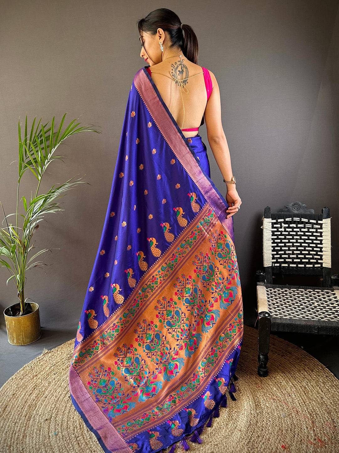 Copper Allure Soft Silk Purple Saree